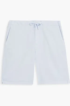 Frescobol Carioca Sergio cotton-blend twill drawstring shorts - Blue - 28