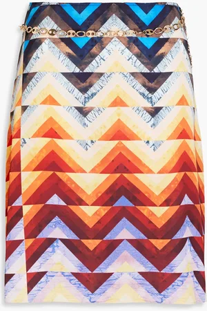 Paco rabanne Chain-embellished printed satin skirt - - FR 36