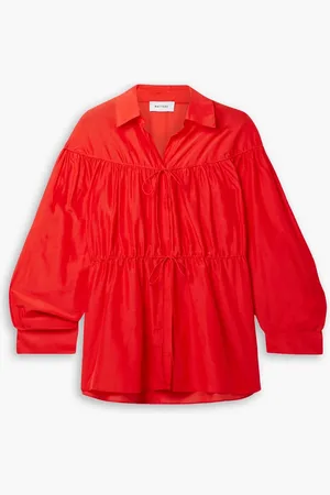 MATTEAU Cotton and silk-blend poplin top - - 3