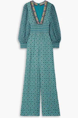 ALICE+OLIVIA Alice Olivia - Reba printed crepe jumpsuit - Blue - US 0