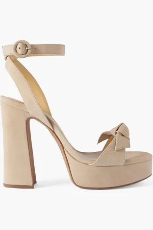 ALEXANDRE BIRMAN Clarita Curve bow-embellished suede platform sandals - Neutral - EU 42