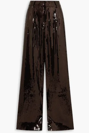 Retrofete Trinity sequined crepe wide-leg pants - Brown - L