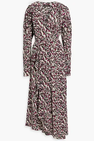 Isabel Marant Blainea asymmetric zebra-print silk-blend crepe maxi dress - Purple - FR 36