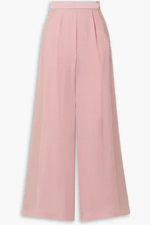 ‎Taller Marmo‎ Palm Beach satin-trimmed crepe wide-leg pants - Pink - IT 38