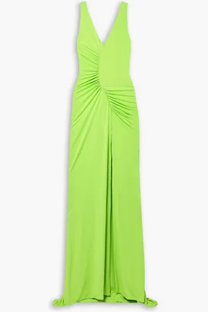 Sergio Hudson Ruched neon stretch-jersey gown - Green - US 2