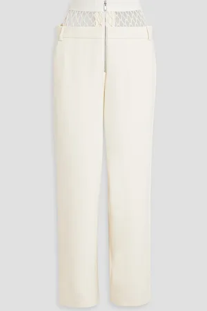 DION LEE Fishnet-paneled crepe straight-leg pants - White - UK 10