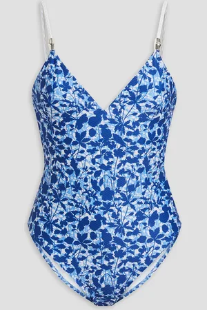 Heidi Klein Tuscany floral-print stretch-piqué swimsuit - Blue - S