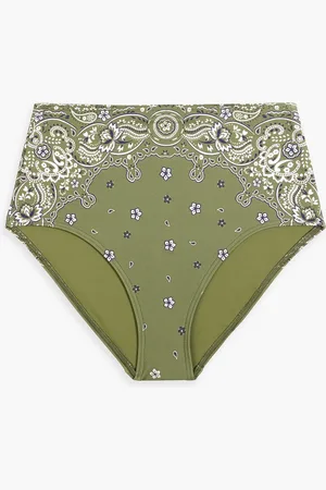 ZIMMERMANN Paisley-print high-rise bikini briefs - Green - 0