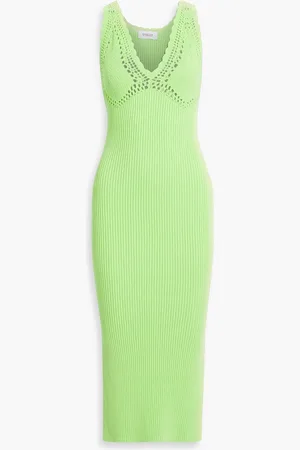 Derek Lam Valencia crocheted ribbed cotton-blend midi dress - Green - 3XL