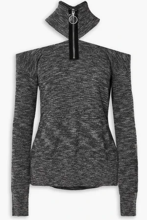 Christopher Kane Cold-shoulder wool half-zip sweater - - XL