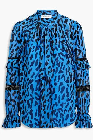 Diane von Furstenberg Arlington ruffled leopard-print chiffon blouse - - US 00