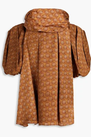 Khaite Katerina off-the-shoulder printed satin-twill mini dress - Brown - US 6
