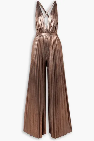 Retrofete Graciane open-back plissé-lamé jumpsuit - Metallic - XXS