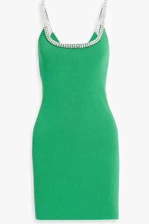 Paco rabanne Crystal-embellished ribbed-knit mini dress - - XL