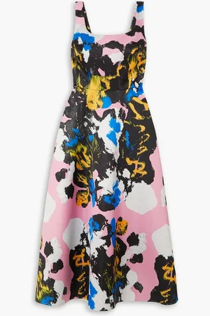 Christopher Kane Mindscape printed duchesse-satin midi dress - - IT 44