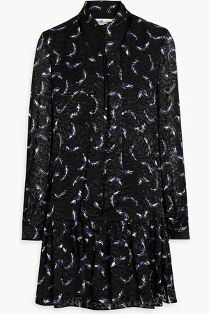 Diane von Furstenberg Akila tie-neck printed fil coupé mini dress - - US 4
