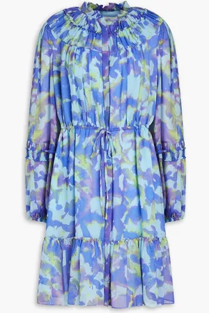 Diane von Furstenberg Scooter printed chiffon mini dress - Blue - XL