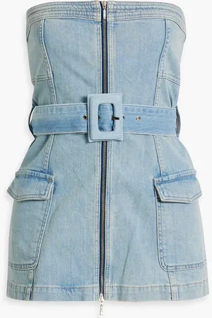 Simkhai Kota strapless belted denim top - Blue - US 2