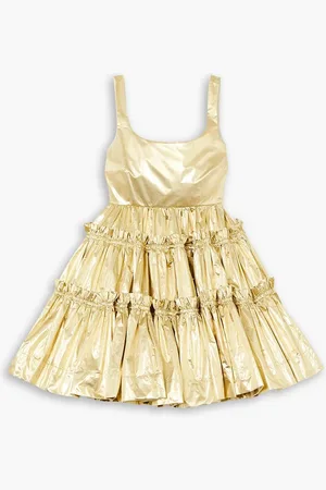 Molly Goddard Selene gathered metallic lamé mini dress - Metallic - UK 12