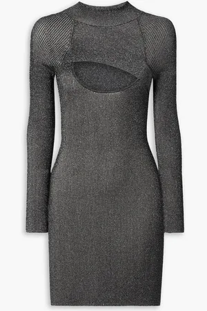 Alix NYC Carder cutout metallic ribbed-knit mini dress - Gray - XL