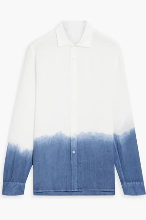120% Lino Dip-dyed linen shirt - Blue - M
