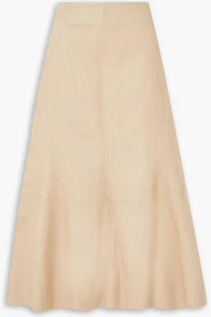 By Malene Birger Floela paneled leather midi skirt - Neutral - DE 32