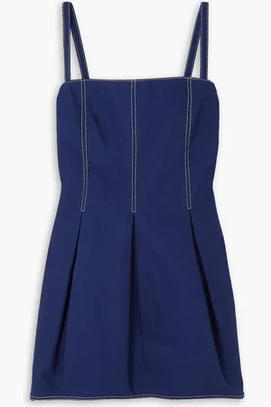 EMILIA WICKSTEAD Eris pleated denim mini dress - Blue - UK 14
