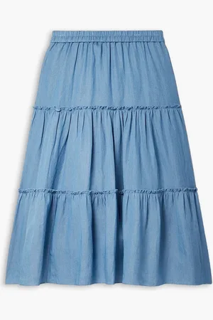 Jason Wu Tiered twill midi skirt - Blue - XL