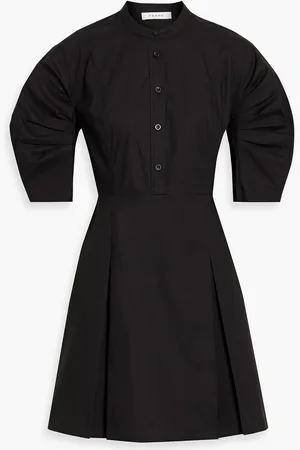 Frame Pleated cotton-poplin mini dress - - XS