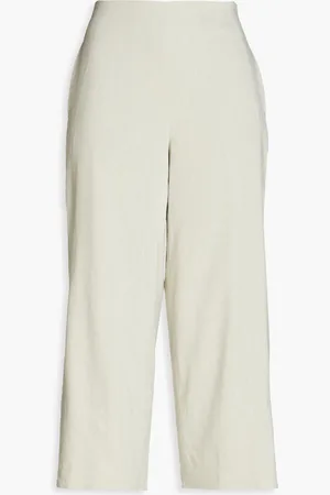 Vince Cropped linen-blend wide-leg pants - Green - US 10