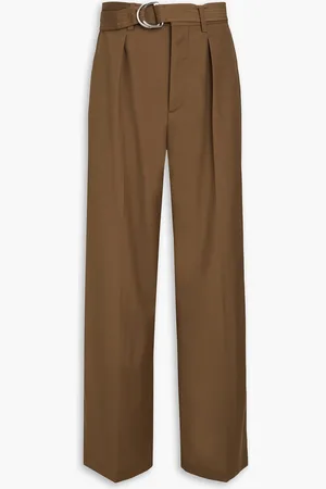 Nanushka Bento belted pleated grain de poudre pants - Brown - IT 54