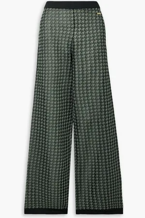 J.W.Anderson Metallic houndstooth jacquard-knit wide-leg pants - - XXS