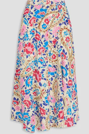 Isabel Marant Cacia pintucked floral-print silk-blend crepe de chine midi skirt - Blue - FR 36