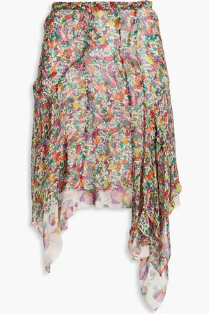 Isabel Marant Omyles layered floral-print silk-crepon mini skirt - - FR 36