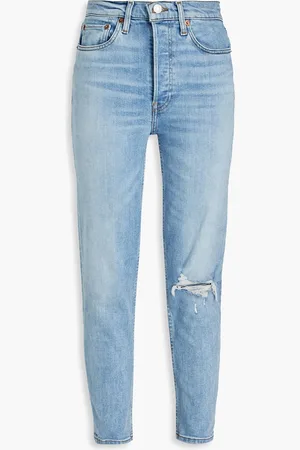 RE/DONE 90s cropped distressed high-rise slim-leg jeans - Blue - 29