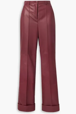 AKRIS Leather straight-leg pants - Burgundy - US 8
