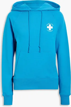 Helmut Lang Printed cotton-jersey hoodie - Blue - XS