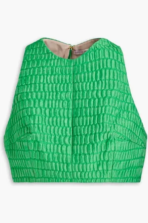 EMILIA WICKSTEAD Cropped cotton-blend cloqué top - - UK 18