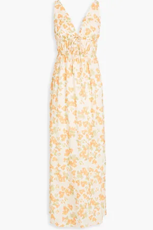 Peony Vacation floral-print cotton and ECOVERO™-blend maxi dress - Orange - S