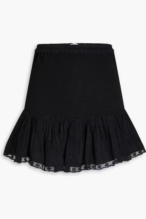 LOVESHACKFANCY Miller ruffled Swiss-dot cotton mini skirt - - XS