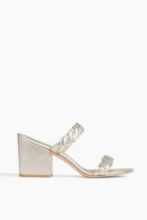 Stuart Weitzman Twistie Block 75 metallic leather mules - Metallic - EU 37