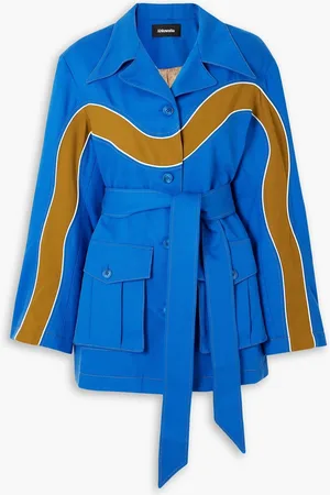 Ahluwalia Lagos belted jersey-trimmed Lyocell-twill jacket - Blue - UK 8