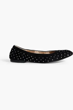 Stuart Weitzman Bling crystal-embellished suede ballet flats - - EU 39.5