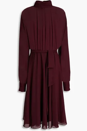 MIKAEL AGHAL Cutout gathered chiffon midi dress - Purple - US 14