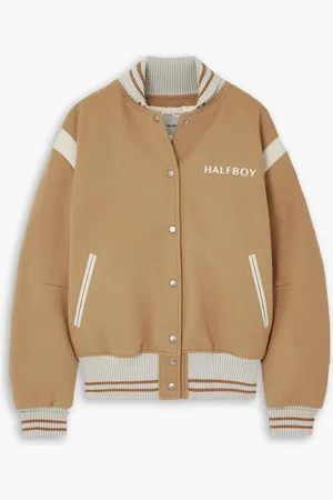 Halfboy Leather and jersey-trimmed wool-blend jacket - Neutral - L