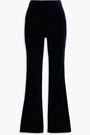A.L.C. Sophie II satin-trimmed cotton-blend velvet flared pants - Blue - US 4