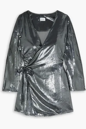 Beare Park Metallic woven mini wrap dress - Metallic - UK 6
