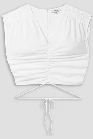 Jason Wu Cropped gathered cotton-blend poplin top - - US 6