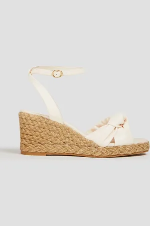 Stuart Weitzman Playa knotted leather espadrille wedge sandals - White - EU 40