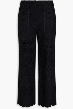 VERONICA BEARD Riggs broderie anglaise cotton straight-leg pants - - US 4
